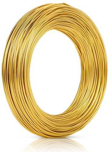 50m Aluminium Basteldraht Gold 1mm, Schmuck- Und Modellierdraht | Flexibel Und Formbar, Rostfrei, Leicht Zuschneidbar, Für Schmuck, Kränze, Deko Und Bastelarbeiten