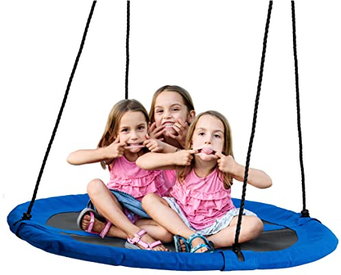 HAAGO Große Nestschaukel 110cm (180kg Tragkraft) inkl. Aufhängeset - Wetterfeste Tellerschaukel für Kinder & Erwachsene - Robuste Outdoor Gartenschaukel & Hängesessel für den Garten
