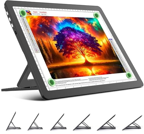 TOHETO A4 Leuchttisch mit Ständer für Diamantmalerei, Wiederaufladbares Ultraheller Leuchtkasten zum Zeichnen,Aufladbar LED Licht Pad zum Nachzeichnen, Kabelloses Lichttafel Lichtplatte zum Skizzieren