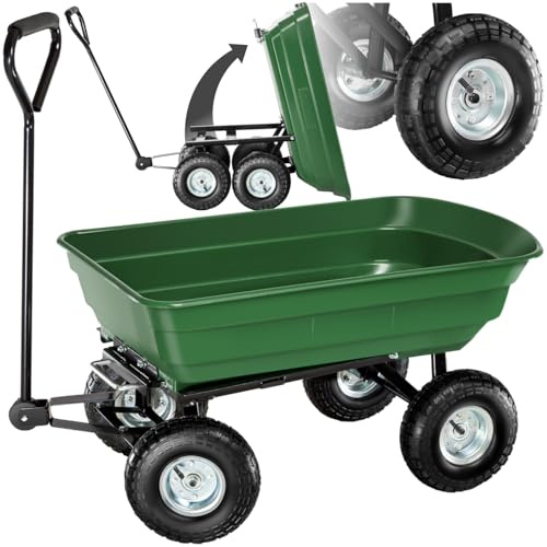 tectake® Bollerwagen, Handwagen, Transporter mit Kippfunktion, Rollwagen mit Lenkachse, Trolley, als Einkaufswagen, Bastelwagen, Transportkarre, Gartenwagen, Einkaufstrolley - Belastbarkeit 300kg