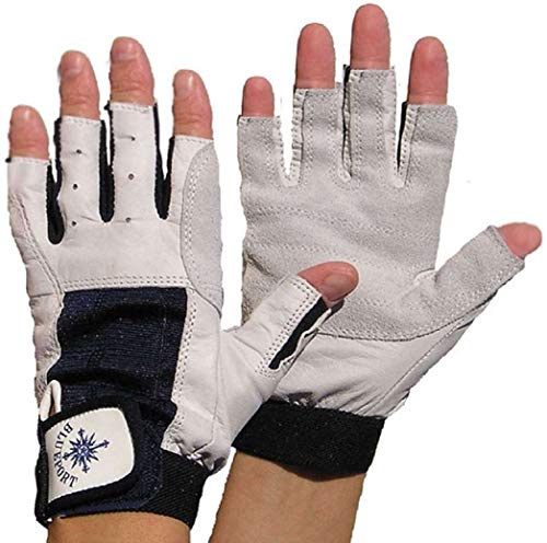 BluePort 1 Paar Unisex Segelhandschuhe Gr. XL / 10 aus Leder - 5 Finger frei/fingerlos - Montagehandschuhe Fahrradhandschuhe