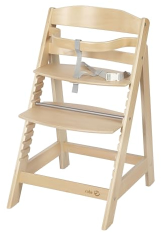 roba Treppenhochstuhl Sit Up III - Mitwachsender Baby Hochstuhl - ab 6 Monaten - Kinderhochstuhl aus Holz natur - Stuhl bis 50 kg belastbar, 1 Stück (1er Pack)