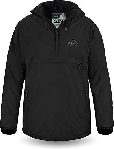 normani Wasserdichter Windbreaker mit Fleecefutter bis -20°C Winter-Anorak gefüttert für Damen und Herren von S-4XL - 11.000 mm Wassersäule Dunkelschwarz M/50