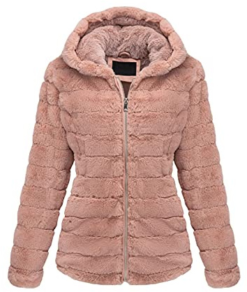 BELLIVERA Damen Kunstfelljacke Kurz Fleecejacke Winter Warme Teddy Mantel mit kapuze