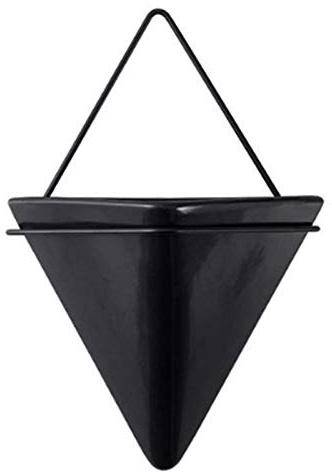 Koomiao Wandvase Keramik/Metall Wandblumenvase Blumentopf Wand Pflanztopf Blumenhalter Für Zimmerpflanzen, Sukkulenten, Luftpflanzen, Kakteen, Kunstpflanzen und Mehr (Schwarz, S)