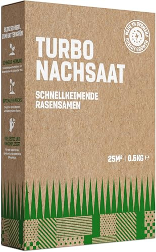 GardenGloss Rasensamen Schnellkeimend Frühjahr 0,5kg - Made in Germany - 25m2 Fläche Rasen - Grassamen Turbo Nachsaat und Neuanlage - Rasennachsaat