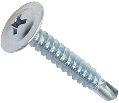 AERZETIX - C44676 - Satz von 100 Blechschrauben selbstbohrenden Ø4.2x25mm mit große linsenkopf - mit PH kreuzschlitz - aus verzinktem stahl - befestigung blech metallisch dachrinnen - farbe silber