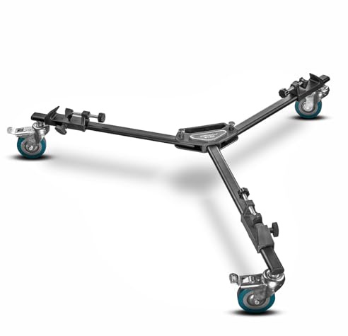 Walimex pro WT-600 Stativwagen für Dreibein- und Lampenstative, Transport Wagen Aluminium bis 10 kg Traglast, Stativ Zubehör für Studiofotografie