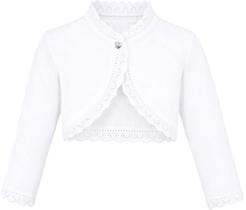 Lilax Bolero-Strickjacke für kleine Mädchen, langärmelig, Knopfverschluss