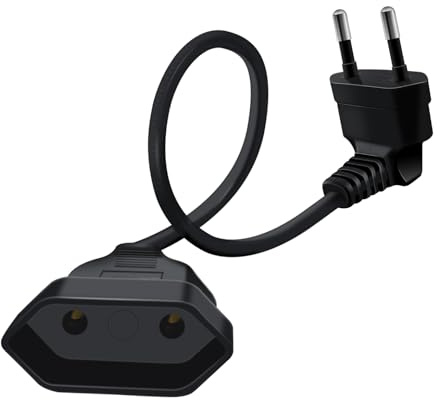 HuaLiSiJi Verlängerungskabel Eurostecker Kurz Verlängerungskabel Flach Auf Rund 2,5A 250V, für Haushaltsgeräte TV PC Computer Monitor Etc (0.3m)