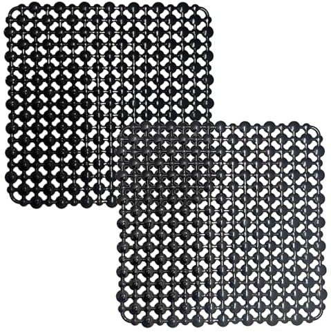 Echehi 2er-Pack Spülbeckeneinlage, 27 x 27 cm Selbst Zugeschnittene Spülbeckenmatte für Küchenspülen, Schnell Ablaufende Spülbecken Matte für Geschirr, Glaswaren, Gemüse. Schwarz