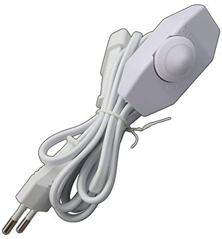 PB-Versand LED Dimmer 1-60 Watt mit 2m Kabel (Stecker Buchse) stufenlos dimmbar/dimmen (Schnur-Drehdimmer) für LED Leuchtmittel - Dimmschalter Schnur-Zwischendimmer (weiÃŸ)