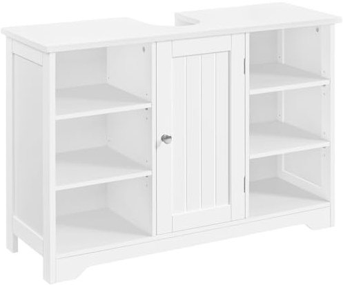 Yaheetech Badezimmerschrank Waschbeckenunterschrank Badschrank Unterschrank für das Waschbecken Waschtischunterschrank mit offenen Ablagefächern & verstellbaren Einlegeböden 90 x 30 x 60 cm
