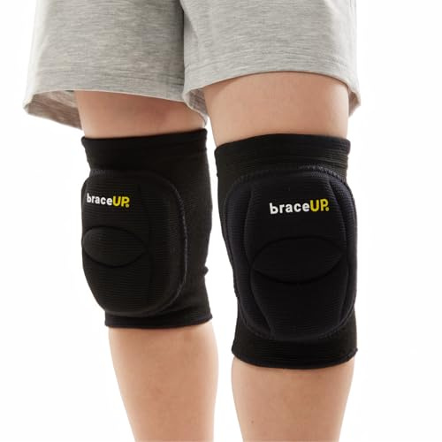 BraceUP Volleyball Knieschützer für Kinder 8–14 Jahre – Leichte, stoßdämpfende Knieschoner für Jungen und Mädchen, ideal für Sport, Tanz, Basketball, Fußball, Skaten und mehr (S)