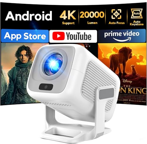 Beamer 4K Unterstützt, AKIYO O4 Full HD 1080P WiFi Bluetooth, Mini Beamer Handy Autofokus und Auto Trapezkorrektur, 120° Drehbar Projector Kompatibel mit HDMI/Smartphone/USB/Laptop