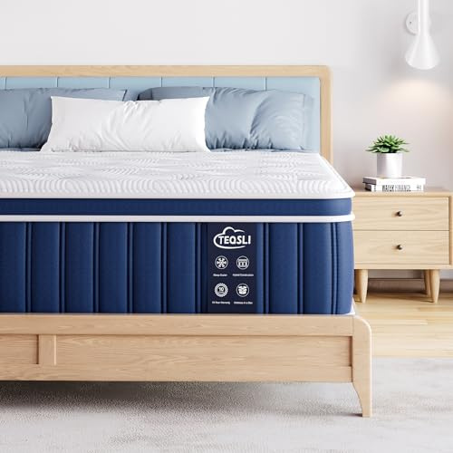 TeQsli 9-Zonen Taschenfederkernmatratze 140x200 cm H3, Öko-Tex & CertiPUR | 25 cm Höhe, Orthopädische & ergonomische Matratze, Gel Memory Schaum, Lindert Druck & Rückenschmerzen