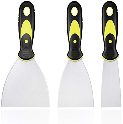 3 Stücke Rostfrei Putty Messer Spachtel Set, Edelstahl Malerspachtel mit Kunststoffgriff, Rostfrei Gipser Spachtel, Schaber Palettenmesser Kratzer zum Tapeten und Wände Abkratzen