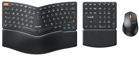 ProtoArc Ergonomische Tastatur Maus Set, EKM04 2,4 GHz Kabellos Ergo Tastatur Maus, Separater Ziffernblock, Geteiltes Design, Handballenauflage, Tastatur Split für Desktop, PC, Laptop, Windows