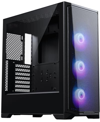 Phanteks Eclipse G370A PC-Gehäuse Schwarz | Midi-Tower mit Tempered Glass & Mesh, 360mm Radiator Support, SSI-EEB-kompatibel, inklusive 3X 120mm ARGB-Lüftern