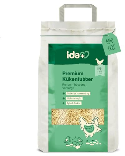 Ida Plus – Kükenfutter Spezial – Aufzuchtfutter mit hochwertiger Zusammensetzung für Hühner-Küken – Kükenstarter für exzellentes Wachstum & Perfekter Akzeptanz – OHNE GENTECHNIK 5 Kg