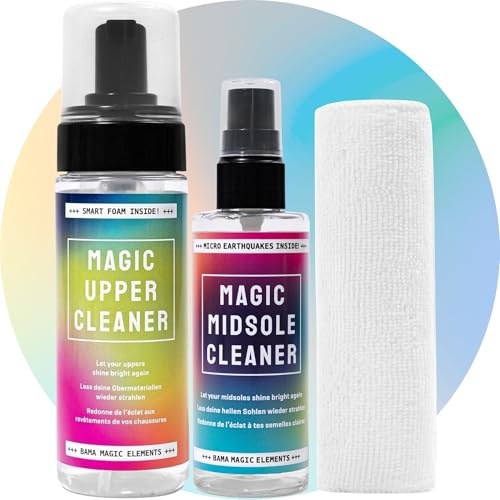 Bama Schuhputzset, Sneaker Reinigungsset, 1x Magic Midsole Cleaner 100ml + 1x Magic Upper Cleaner 150ml + 1x Reinigungstuch gratis, Magic Cleaning Set