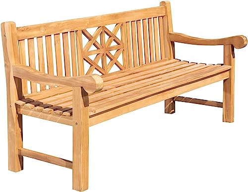 CLP Teak-Gartenbank Florida I Sitzbank Mit Ergonomischer Sitzfläche Aus Vollholz I Sitzhöhe: 44 cm | Farbe Teak Größe 200 cm