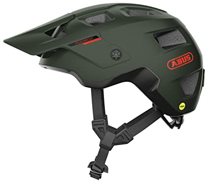 ABUS MTB-Helm MoDrop MIPS - robuster Fahrradhelm mit Aufprallschutz für Mountainbiker - individuelle Passform - Unisex - Dunkelgrün, Größe M, M (54-58 cm)