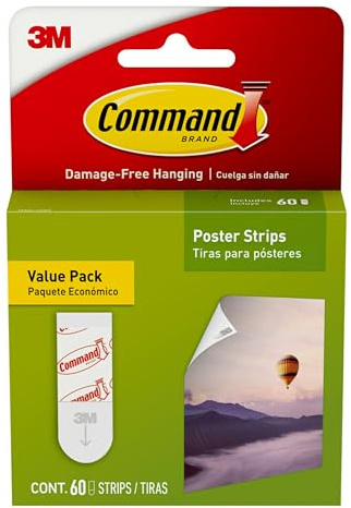 Command Klebestreifen zum Aufhängen von Postern, weiß, 60 Strips