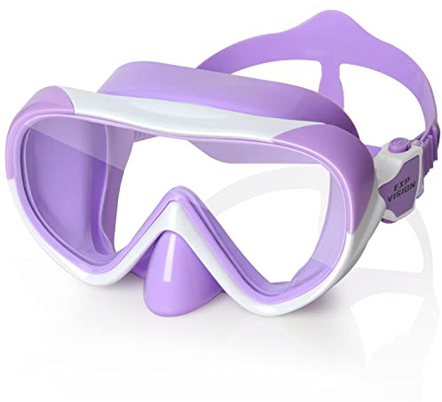Kinder Taucherbrille, Kinder-Schwimmmaske 180° Anti-Fog-Tauchmaske, Kinder-Schwimmbrille mit Nasenabdeckung Auslaufsichere Schwimmbrille Anti-Shattered Lens für Jugendliche 4-15