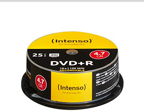 Intenso DVD+R Rohlinge 4,7GB 1x-16x 25er Spindel Cakebox kratzfest