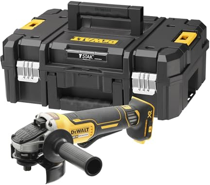 DEWALT 18V XR Bürstenloser 125 mm Winkelschleifer, DCG406NT-XJ | 18V XR bürstenloser 125-mm-Winkelschleifer mit Paddelschalter, elektronischer Bremse und Kupplung für mehr Sicherheit.