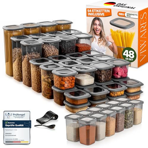 Viwares Vorratsdosen mit Deckel Luftdicht, 48er Vorratsbehälter Set BPA-Frei, Vorratsdose zur Müsli Mehl Aufbewahrung Küche, Praktische Organizer Küche, Frischhaltedosen für Lebensmittelaufbewahrung