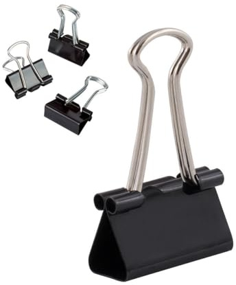 D.RECT Foldback Klammern aus Metall, schwarz – 25 mm, 144 Stück (12×12) | Binder Clips, Papierklemmen, galvanisiert, lackiert, kratzbeständig, für Dokumente, Notizen, Banknoten, Büro, Zuhause, Schule