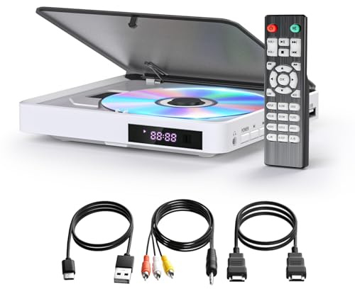 DVD Player Arafuna, DVD Player für Fernseher mit Alle Regionen Frei, DVD/CD-Player HDMI 1080P mit AV-Ausgang, USB Eingang, Fernbedienung und AV-Kabel, integriertes PAL/NTSC-Weiß