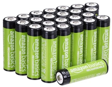 Amazon Basics 24er-Pack wiederaufladbare AA-NiMH-Akkus, 2000 mAh, 1,2 V, bis zu 1000x aufladbar, vorgeladen