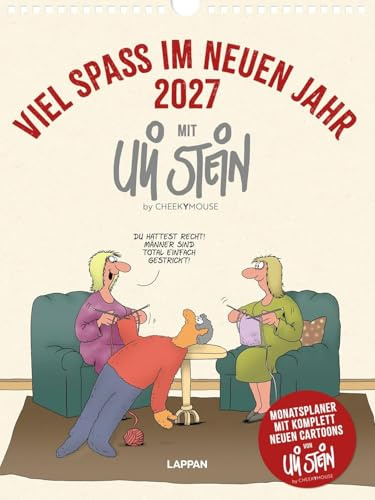 Uli Stein Viel Spaß im neuen Jahr 2027 by CheekYmouse - Monatskalender mit neuen Cartoons -Wandplaner im Hochformat mit Spiralbindung