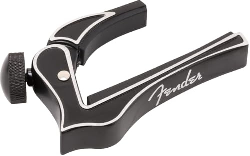 Fender Kapodaster, Robuster und langlebiger Gitarren Kapo für präzises Greifen, geeignet für E-Gitarren und Akustikgitarren, Hochwertige Verarbeitung für klare Töne, Schwarz