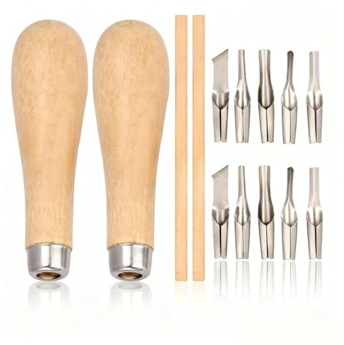 Cyrank Linolschnitt Werkzeug Set, 2 Set Handwerkliche Holz Linoleum-Schnitzwerkzeuge, 5-in-1-Linoleum Schnitzset, Lino-Schneid-Set, Linolschneider Kit Für Linoldruck, DIY-Schnitzerei, Druckherstellung