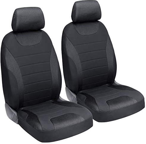 UniVexx® Autositzbezüge 2er-Set – Universal Vordersitz-Schonbezüge mit Airbag-Ausschnitt – Atmungsaktiv & pflegeleicht – Passend für viele Automodelle (Schwarz)