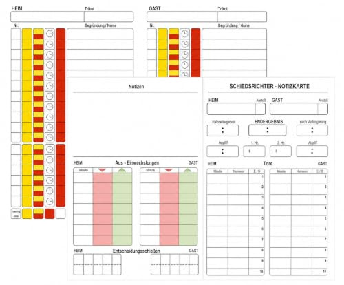 50 St - Profi-NOTIZKARTE FÜR Schiedsrichter, 4-seitig, Fussball | Original, Speziell für Spielfeld entwickelt, Perfekt für Liga-und Pokalspiele