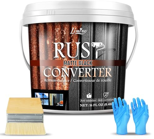 Limino Rostumwandler mit Grundierung - 473 ml Schwarz metallschutzlack, Rostschutzfarbe & Rostversiegler, Lang Anhaltender Rostschutz, Rostschutzfarbe für Autos und Verschiedene Metalloberflächen