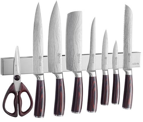 PAUDIN Magnetleiste Messer 45 cm Messerleiste magnetische Küchenmesserleiste aus Edelstahl mit extra starkem Magnet als Messerhalter für Wand Selbstklebend für Küchenutensilien oder Werkzeugen