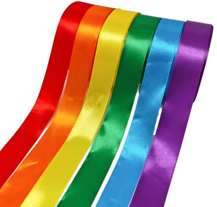 2.5cm*22m*6 Farbe Maibaum Bänder Wetterfest, Seidenbänder Bunt,Dekoband,Geschenkband