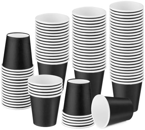 MASPHY 100 Stück Schwarz Einweg-Pappbecher 88 ml, 3 oz kaffeebecher Einweg, Mundspülbecher, Mini-Espressobecher, Einwegbecher für Party, Picknick, Büro und Reisen