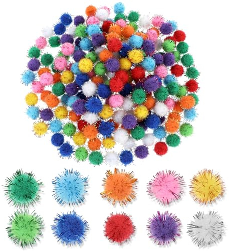 Tyqour 200 Stück Bunte Pompons zum Basteln, Filzkugeln Bunt Klein, Mini Pompons Bunt 15mm Pompoms Bommeln zum Basteln für Kinder, Pom Poms für Ostern DIY Kreativen Handwerk Dekorationen