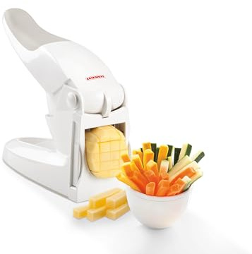 Leifheit Pommes-Frites-Schneider ComfortLine-Serie mit 2 Messereinsätzen, Pommesschneider für 10 oder 12 mm Sticks, Rutschfester Gemüseschneider mit Softtouch-Griff