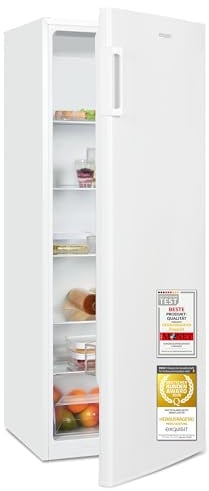 Exquisit Vollraumkühlschrank | 242 l Nutzinhalt, Energieeffizienzklasse E, 40 dB | LED-Beleuchtung, manuelle Temperaturregelung, Glasablagen, wechselbarer Türanschlag | KS5320-V-H-040E weiss