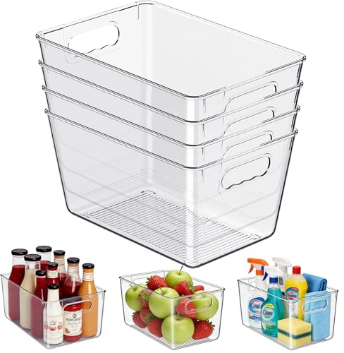 KJIXYUNG Kühlschrank Organizer Set, Küchen Organizer, Aufbewahrung Boxen für den Einsatz in Kühlschränken, Küchen, Schränken und Schubladen BPA frei (4 Stück, L(30x20x15CM))