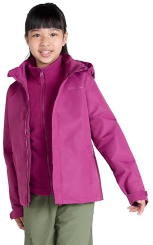 Mountain Warehouse Fell 3 in 1 Wasserabweisende Kinderjacke - Atmungsaktive, Regenjacke für Jungen und Mädchen - Frühling, Sommer, Spaziergänge, Wanderungen Beere Kinder 140 EU (9-10 Jahre)