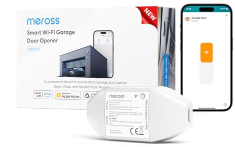 Meross Smart Garagentoröffner Fernbedienung, kompatibel mit CarPlay, Apple HomeKit, Siri, Alexa und Google, Universal WLAN Garagentoröffner mit Benachrichtigung, Sprachsteuerung, Auto-Close und Timer
